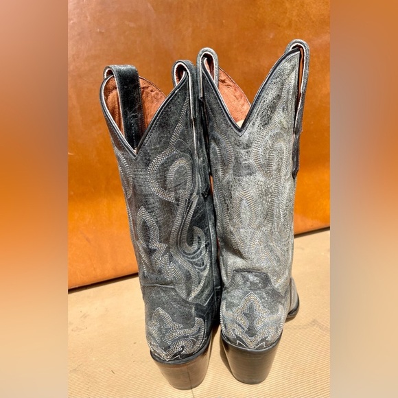 Vtg Dan Post Women’s Cowboy Western Boots Gray Leather size 7M Festival Boho - Picture 4 of 7